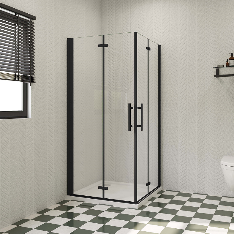 AICA Frameless Bi fold Shower Door Pivot Enclosure