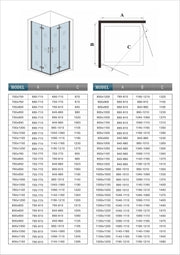 Measurement chart for hinge shower enclosure bi fold dimensions