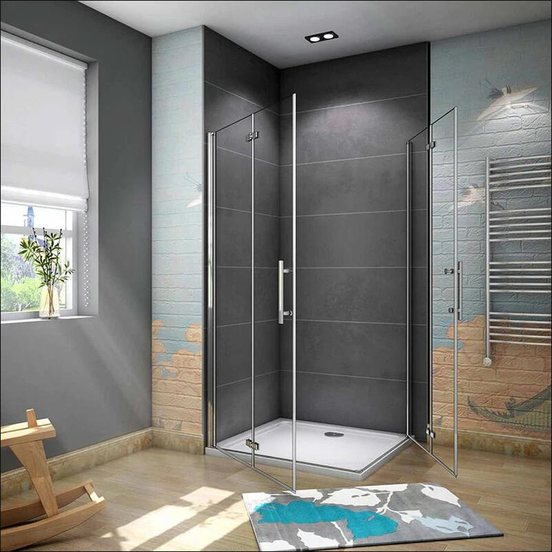 AICA Shower Enclosure Corner Entry Pivot Bi fold Door