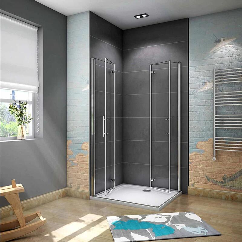 AICA Shower Enclosure Corner Entry Pivot Bi fold Door
