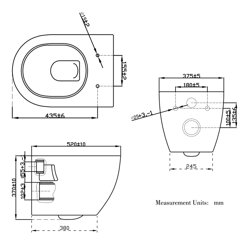 AICA Bathroom Wall Hung Toilet Round WC Pan With UF Soft Close Seat