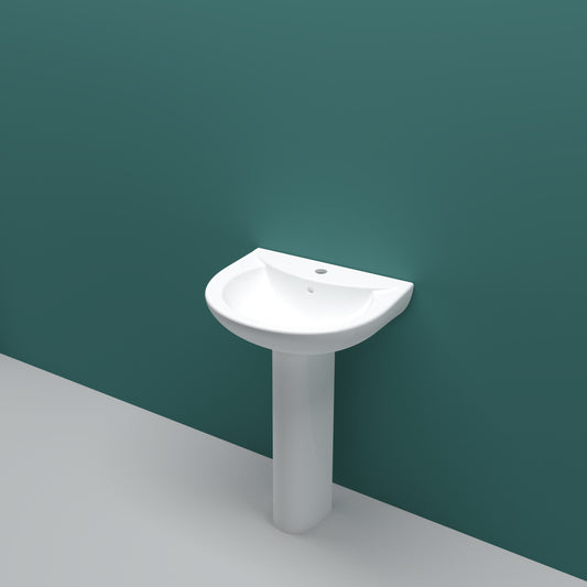 AICA Bathroom Single Tap Hole Pedestal Basin Sink  Modern Full Floor standing
