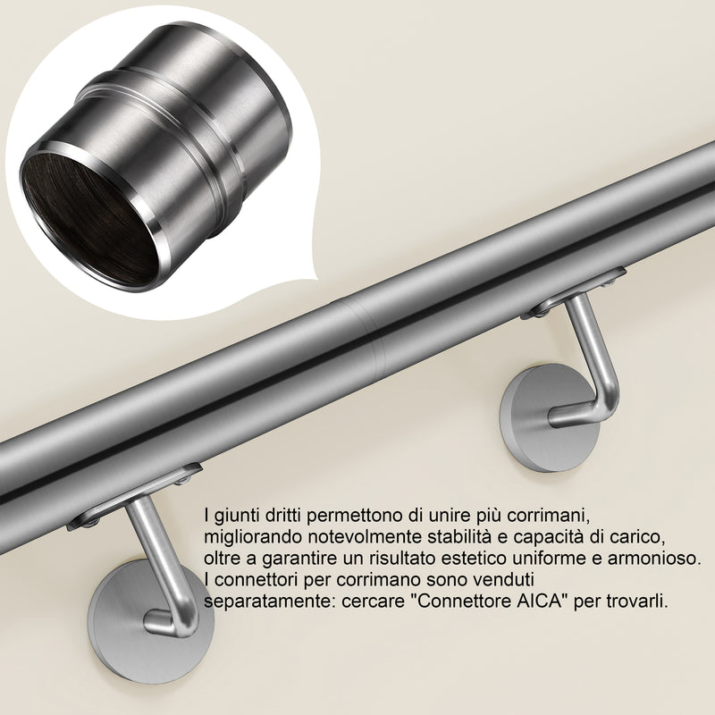 AICA 304 Stainless Steel Handrail Connector for Connecting Stair Handrail to Wall Handrail