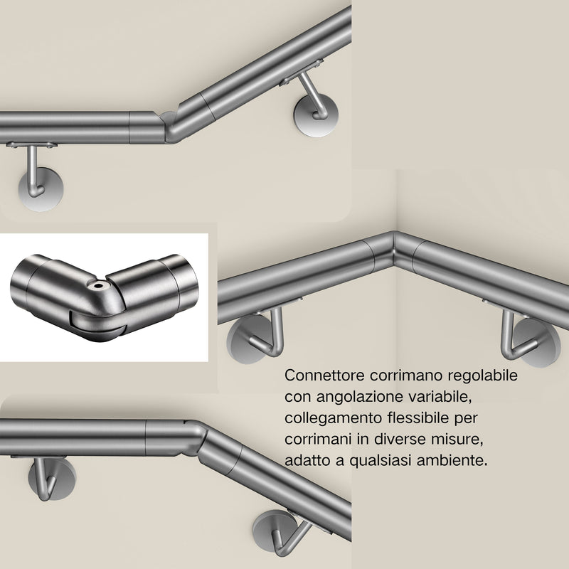 AICA 304 Stainless Steel Handrail Connector for Connecting Stair Handrail to Wall Handrail