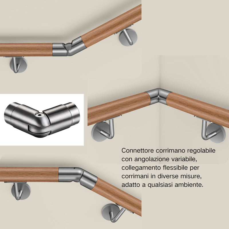 AICA 304 Stainless Steel Handrail Connector for Connecting Stair Handrail to Wall Handrail