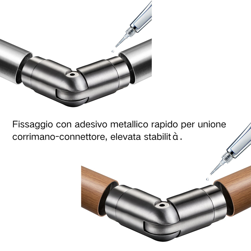 AICA 304 Stainless Steel Handrail Connector for Connecting Stair Handrail to Wall Handrail