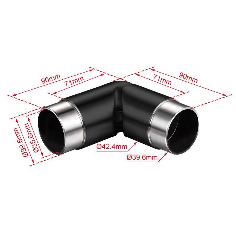 AICA 304 Stainless Steel Black Handrail Connector for Connecting Stair Handrail to Wall Handrail