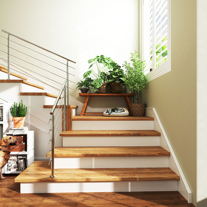 AICA Outdoor Indoor Stainless Steel Handrail steps 5 Cross bars Stairs Balustrade Grab Rail