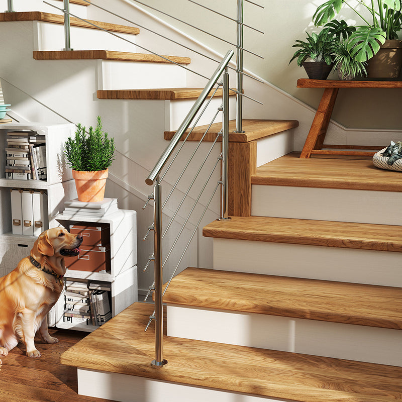 AICA Outdoor Indoor Stainless Steel Handrail steps 5 Cross bars Stairs Balustrade Grab Rail