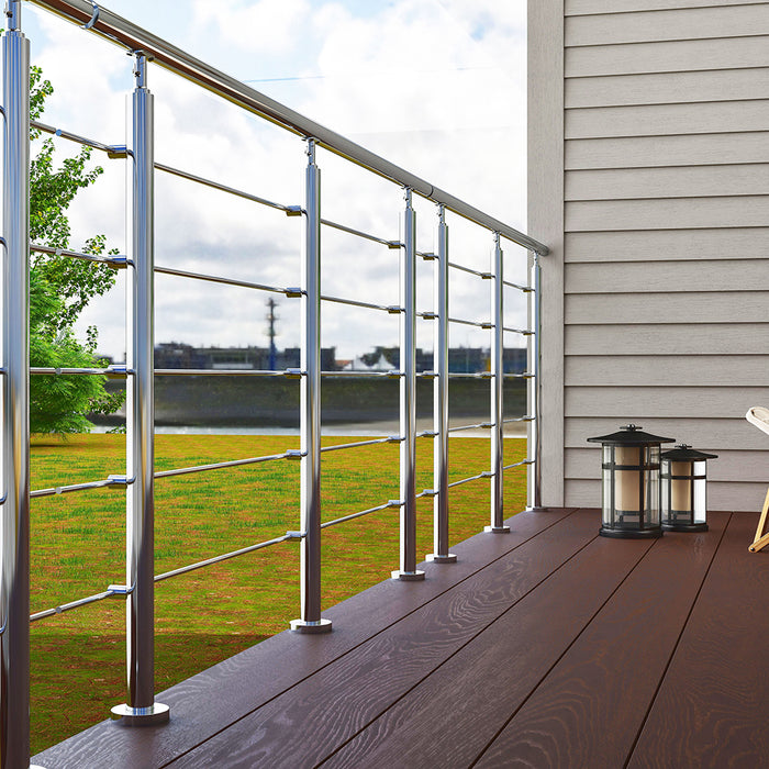 AICA Outdoor Indoor Stainless Steel Handrail steps 5 Cross bars Stairs Balustrade Grab Rail