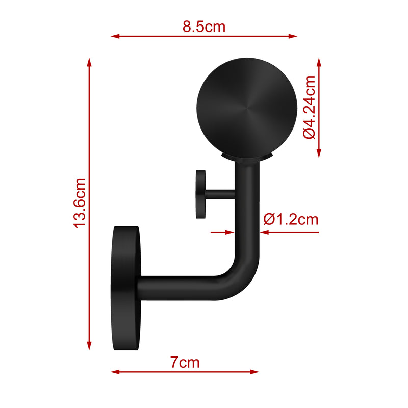 304 Stainless Steel Wall Mount Handrail, Black, 8 Length Sizes, Extendable Splicing Stair Railing for Indoor & Outdoor Use