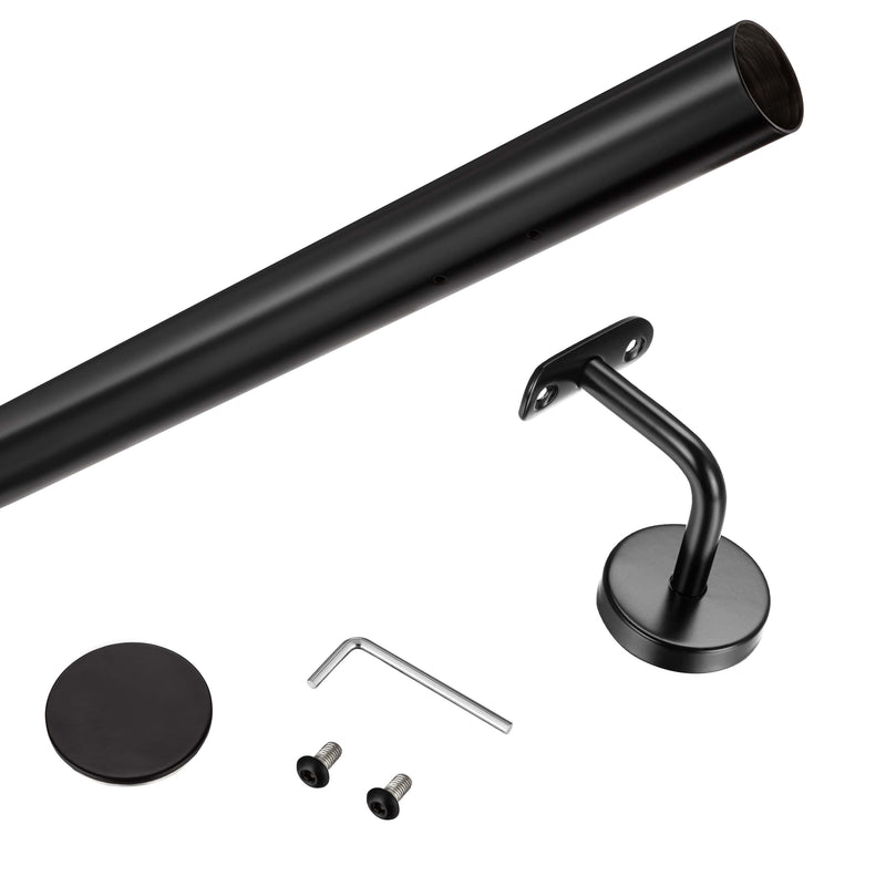 304 Stainless Steel Wall Mount Handrail, Black, 8 Length Sizes, Extendable Splicing Stair Railing for Indoor & Outdoor Use