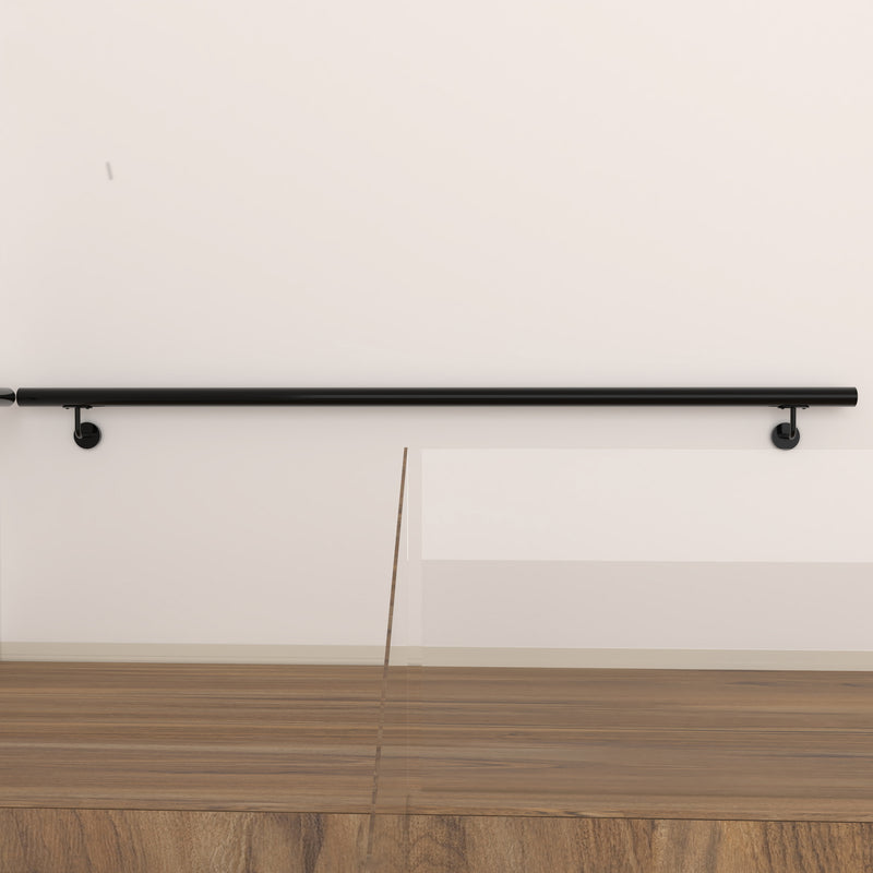 304 Stainless Steel Wall Mount Handrail, Black, 8 Length Sizes, Extendable Splicing Stair Railing for Indoor & Outdoor Use