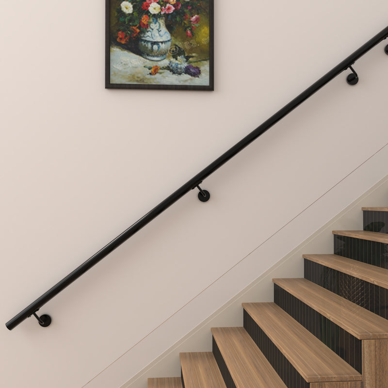 304 Stainless Steel Wall Mount Handrail, Black, 8 Length Sizes, Extendable Splicing Stair Railing for Indoor & Outdoor Use