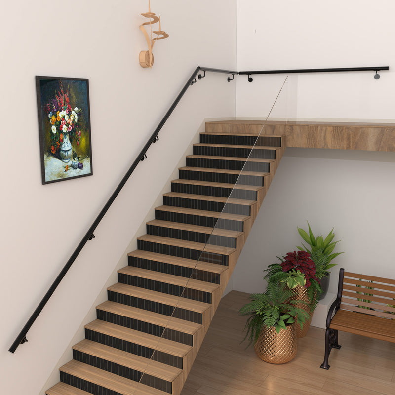 304 Stainless Steel Wall Mount Handrail, Black, 8 Length Sizes, Extendable Splicing Stair Railing for Indoor & Outdoor Use