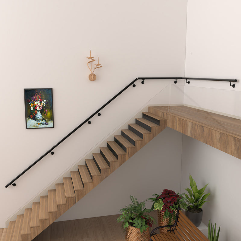304 Stainless Steel Wall Mount Handrail, Black, 8 Length Sizes, Extendable Splicing Stair Railing for Indoor & Outdoor Use