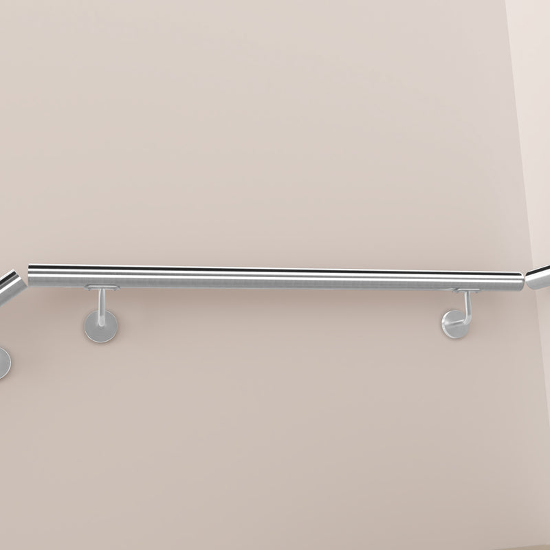 304 Stainless Steel Wall Mount Handrail, Brushed Silver Finish, 8 Length Sizes, Extendable Splicing Stair Railing for Indoor & Outdoor Use