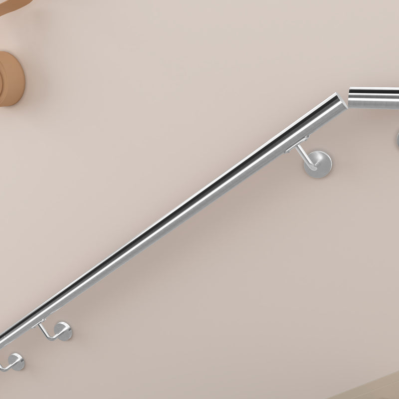 304 Stainless Steel Wall Mount Handrail, Brushed Silver Finish, 8 Length Sizes, Extendable Splicing Stair Railing for Indoor & Outdoor Use