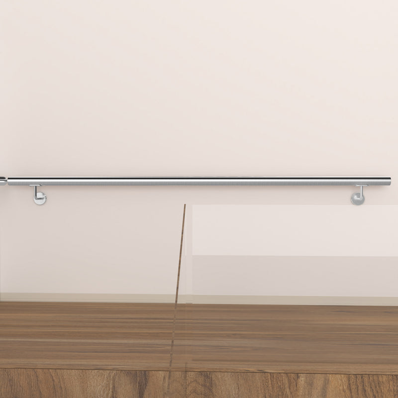 304 Stainless Steel Wall Mount Handrail, Brushed Silver Finish, 8 Length Sizes, Extendable Splicing Stair Railing for Indoor & Outdoor Use