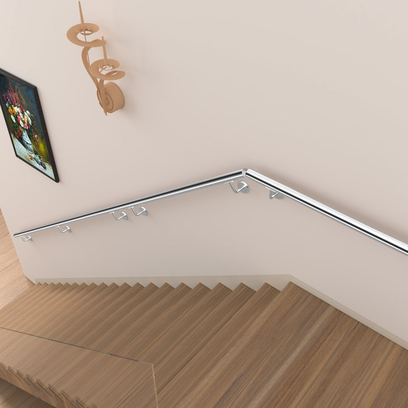 304 Stainless Steel Wall Mount Handrail, Brushed Silver Finish, 8 Length Sizes, Extendable Splicing Stair Railing for Indoor & Outdoor Use