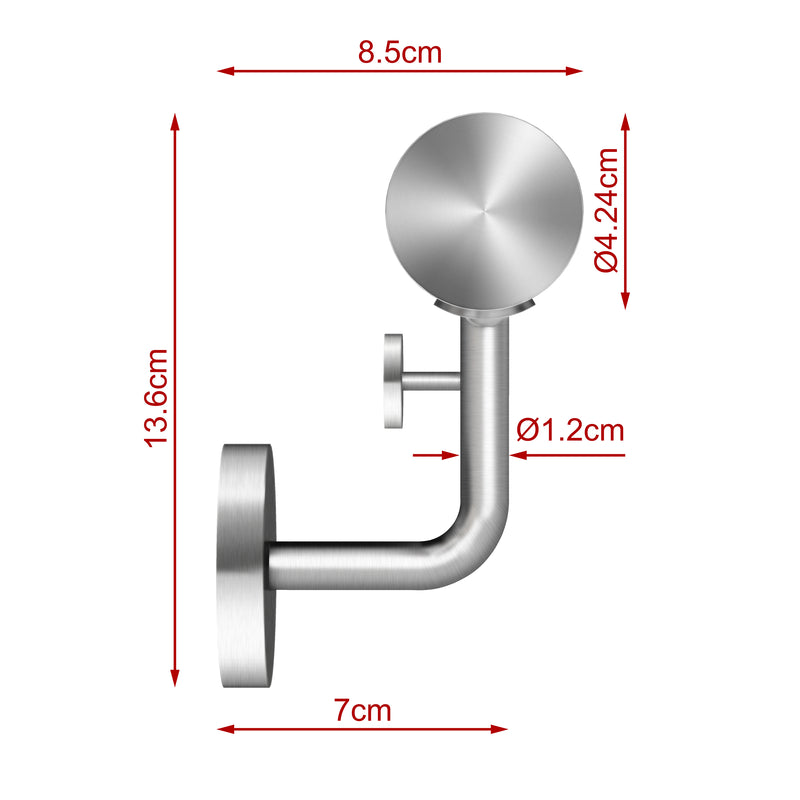 304 Stainless Steel Wall Mount Handrail, Wood Grain Finish, 8 Length Sizes, Extendable Splicing Stair Railing for Indoor & Outdoor Use