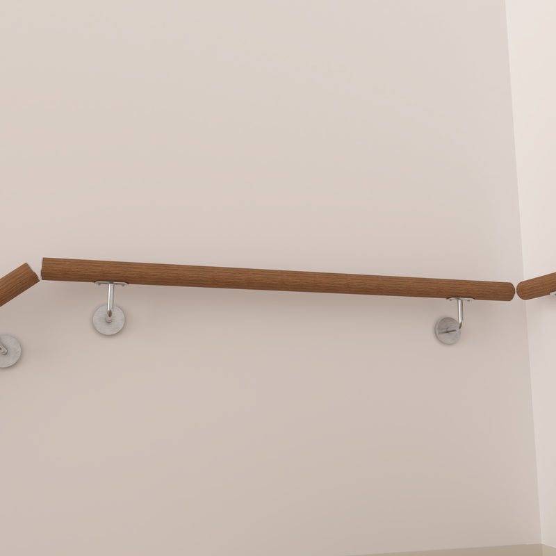 304 Stainless Steel Wall Mount Handrail, Wood Grain Finish, 8 Length Sizes, Extendable Splicing Stair Railing for Indoor & Outdoor Use