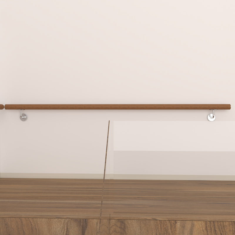 304 Stainless Steel Wall Mount Handrail, Wood Grain Finish, 8 Length Sizes, Extendable Splicing Stair Railing for Indoor & Outdoor Use