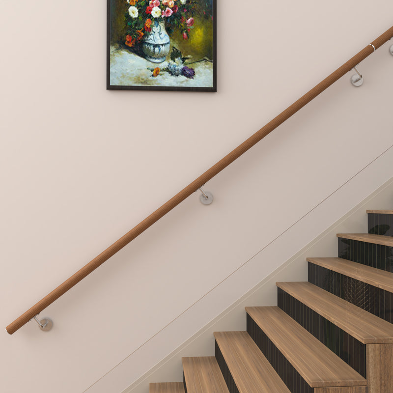 304 Stainless Steel Wall Mount Handrail, Wood Grain Finish, 8 Length Sizes, Extendable Splicing Stair Railing for Indoor & Outdoor Use