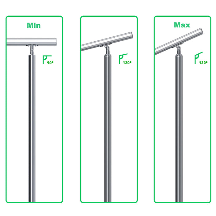 AICA Stainless Steel handrail with 3 crossbars Balustrade Stairs Outdoor Indoor FVC3