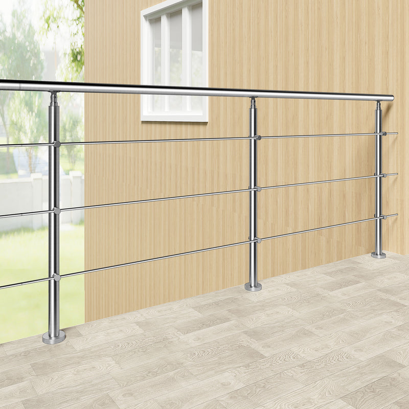 AICA Stainless Steel Stair Railing with 3 Crossbars | Indoor Outdoor Safety Railing