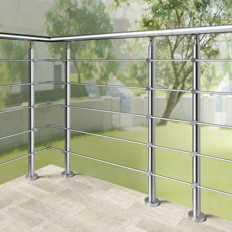 AICA Stainless Steel Stair Railing with 5 Crossbars | Indoor Outdoor Safety Railing