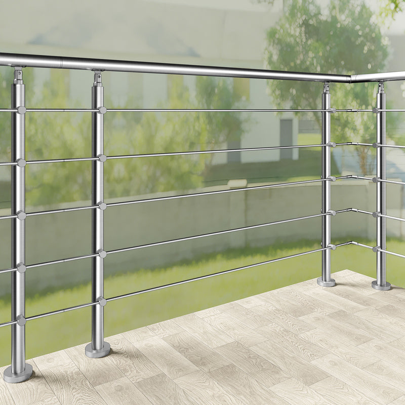 AICA Stainless Steel Stair Railing with 5 Crossbars | Indoor Outdoor Safety Railing
