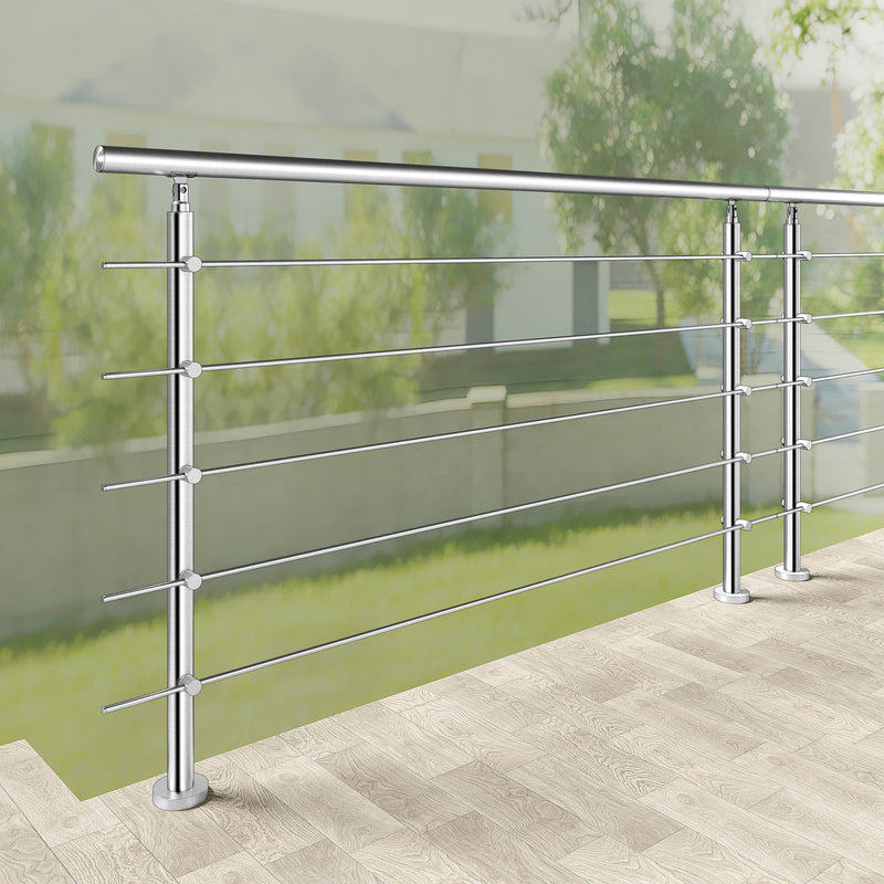 AICA Stainless Steel Stair Railing with 5 Crossbars | Indoor Outdoor Safety Railing