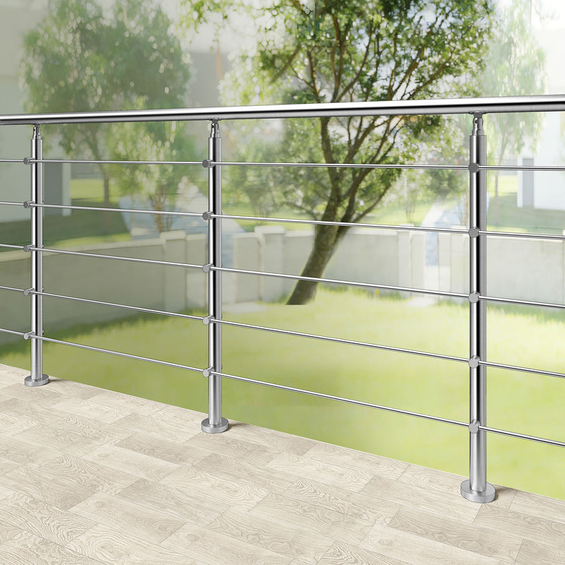 AICA Stainless Steel Stair Railing with 5 Crossbars | Indoor Outdoor Safety Railing