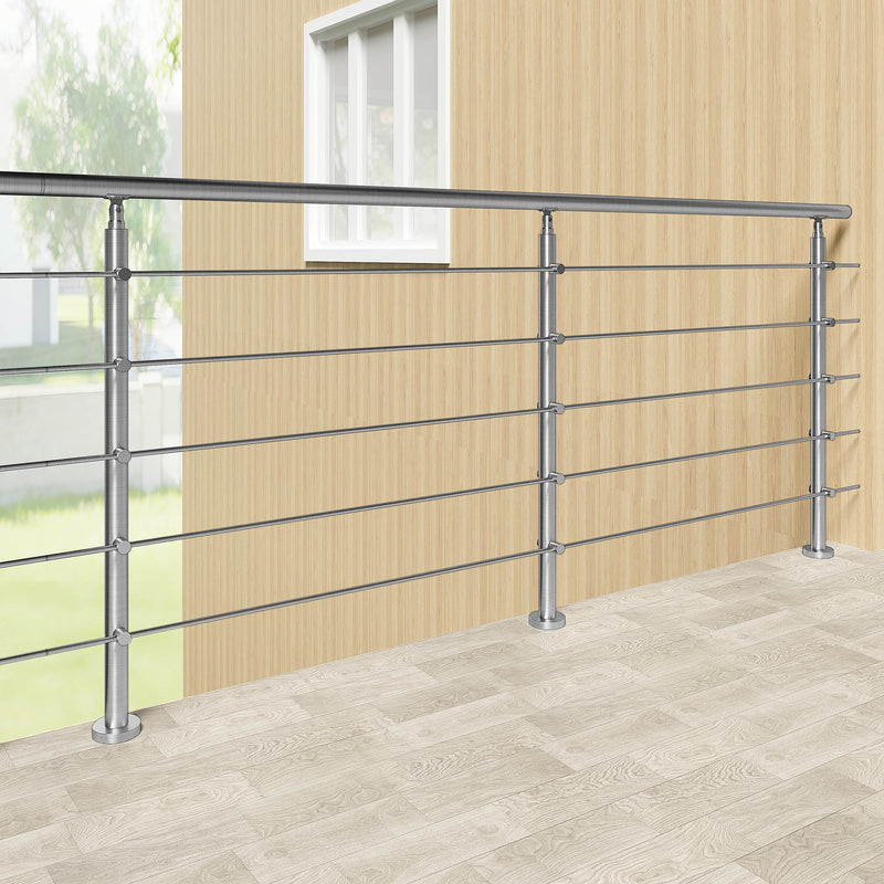 AICA Stainless Steel Stair Railing with 5 Crossbars | Indoor Outdoor Safety Railing