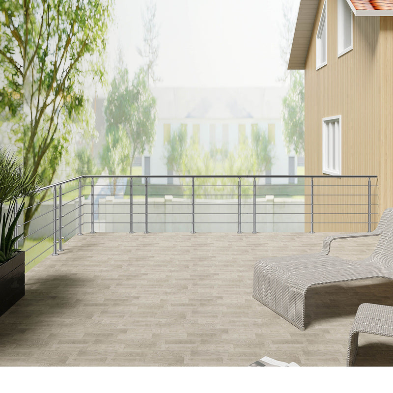 AICA Stainless Steel Stair Railing with 5 Crossbars | Indoor Outdoor Safety Railing