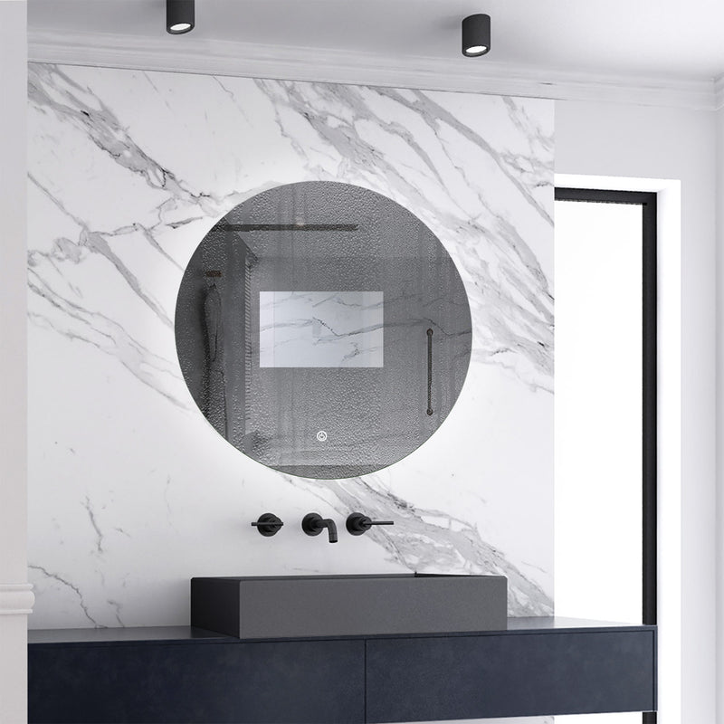 AICA Illuminated Round LED Bathroom Mirror with Anti-fog, Dimmable brightness, Memory Function