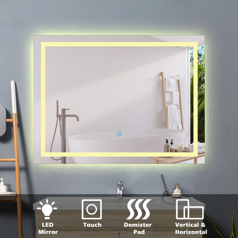 800x600  Illuminated Bathroom Mirrors with LED Lights,3800K Warm White Lights Wall Mounted,IP44