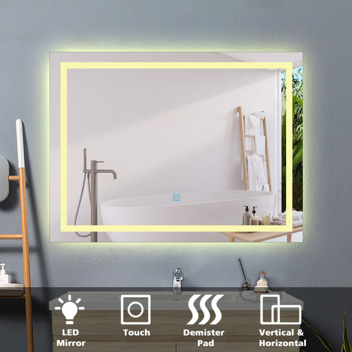 800x600  Illuminated Bathroom Mirrors with LED Lights,3800K Warm White Lights Wall Mounted,IP44