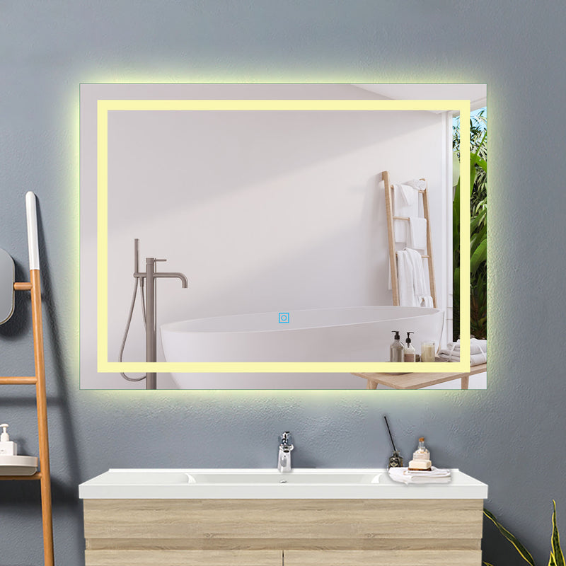800x600  Illuminated Bathroom Mirrors with LED Lights,3800K Warm White Lights Wall Mounted,IP44