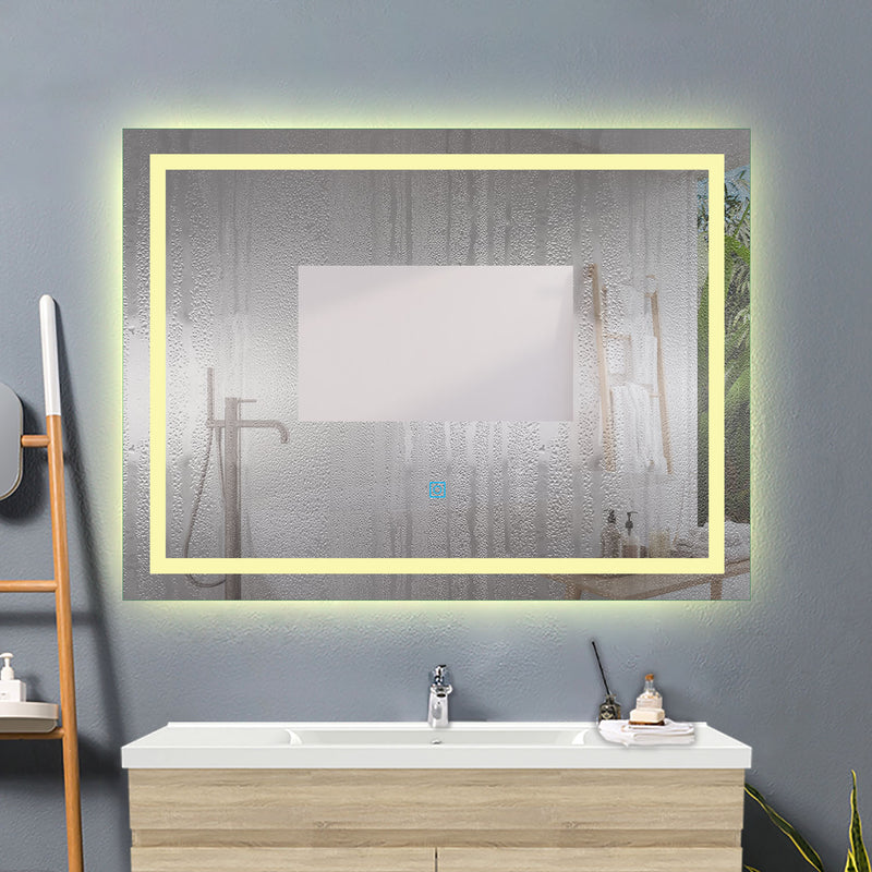 800x600  Illuminated Bathroom Mirrors with LED Lights,3800K Warm White Lights Wall Mounted,IP44