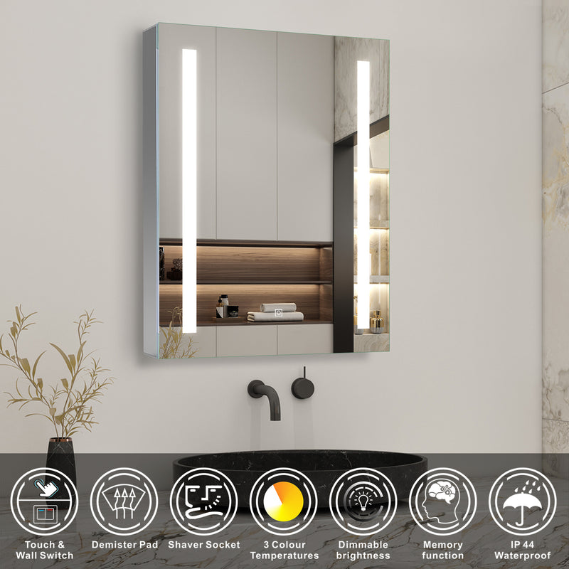 AICA Bathrooms LED Lights Mirror Cabinet 45-80cm