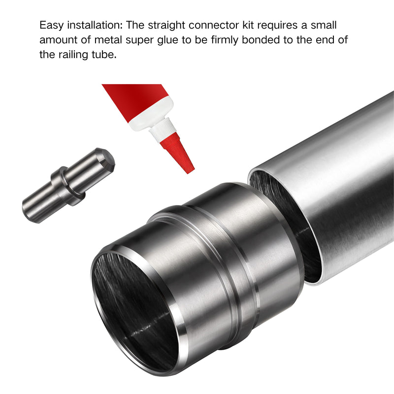 304 Stainless Steel Railing Connector Set - Straight & Adjustable Angle - Compatible with 5-Bar Railing Systems