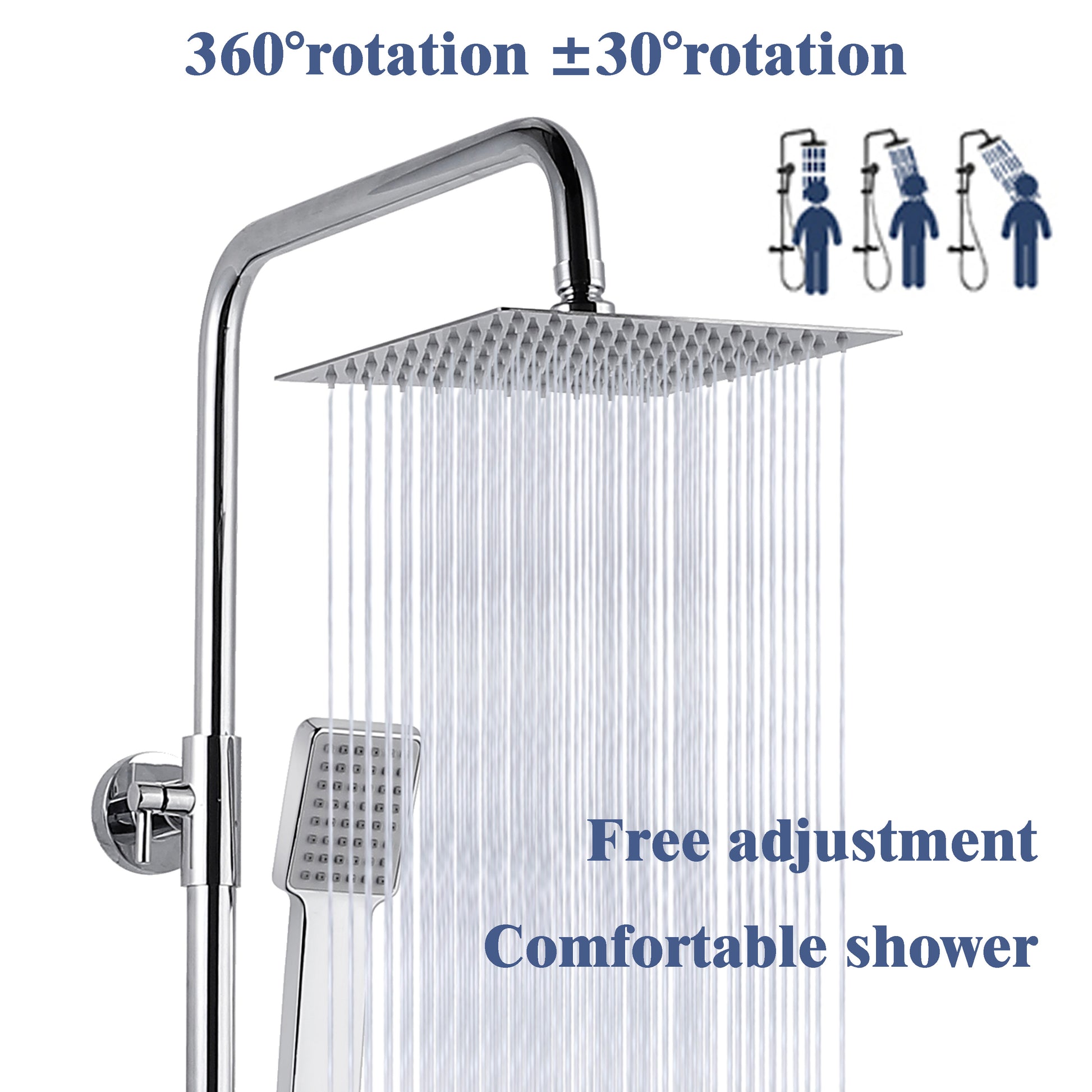 AICA Bathroom Thermostatic Shower Mixer Stainless steel Top Spray Hand