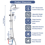 AICA square silver shower set