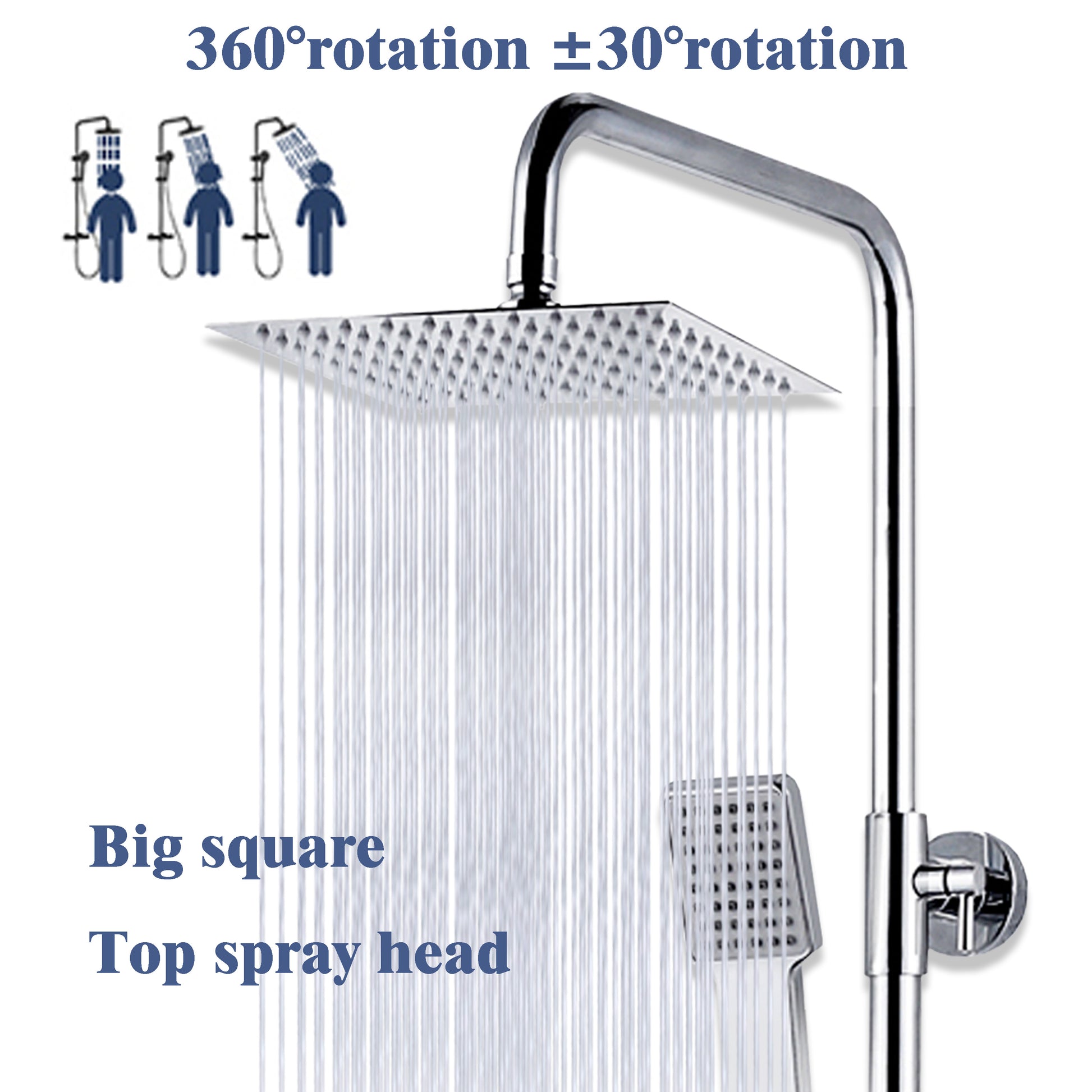 AICA 38 degrees constant temperature shower, square stainless steel ce