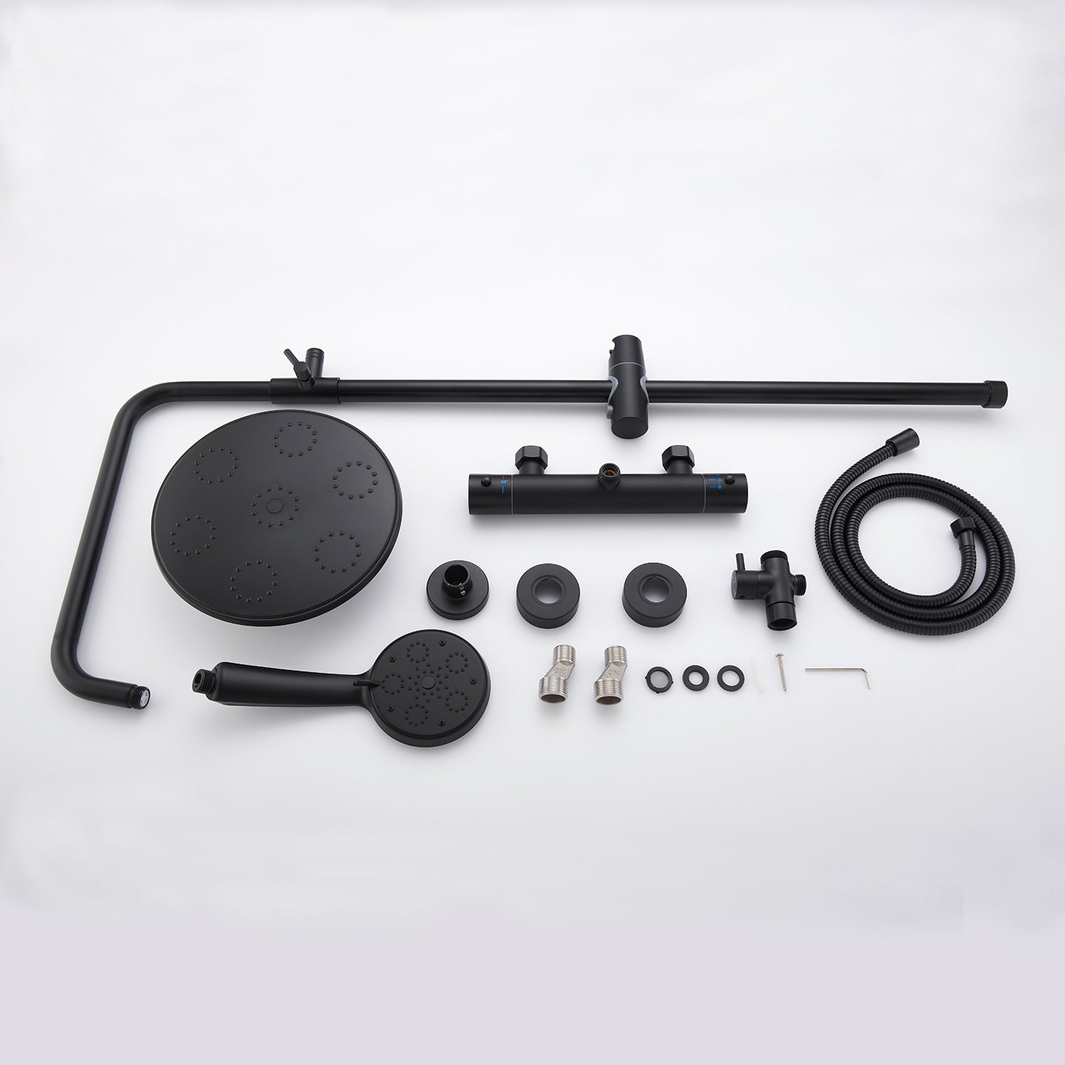 AICA Bathroom Thermostatic Shower Mixer Black&Silver Set