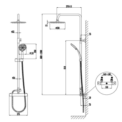 AICA round black shower set