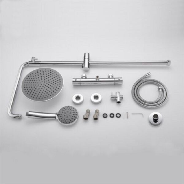 AICA New 9 Inch Thermostatic Mixer Shower Twin Head Exposed Valve Kit