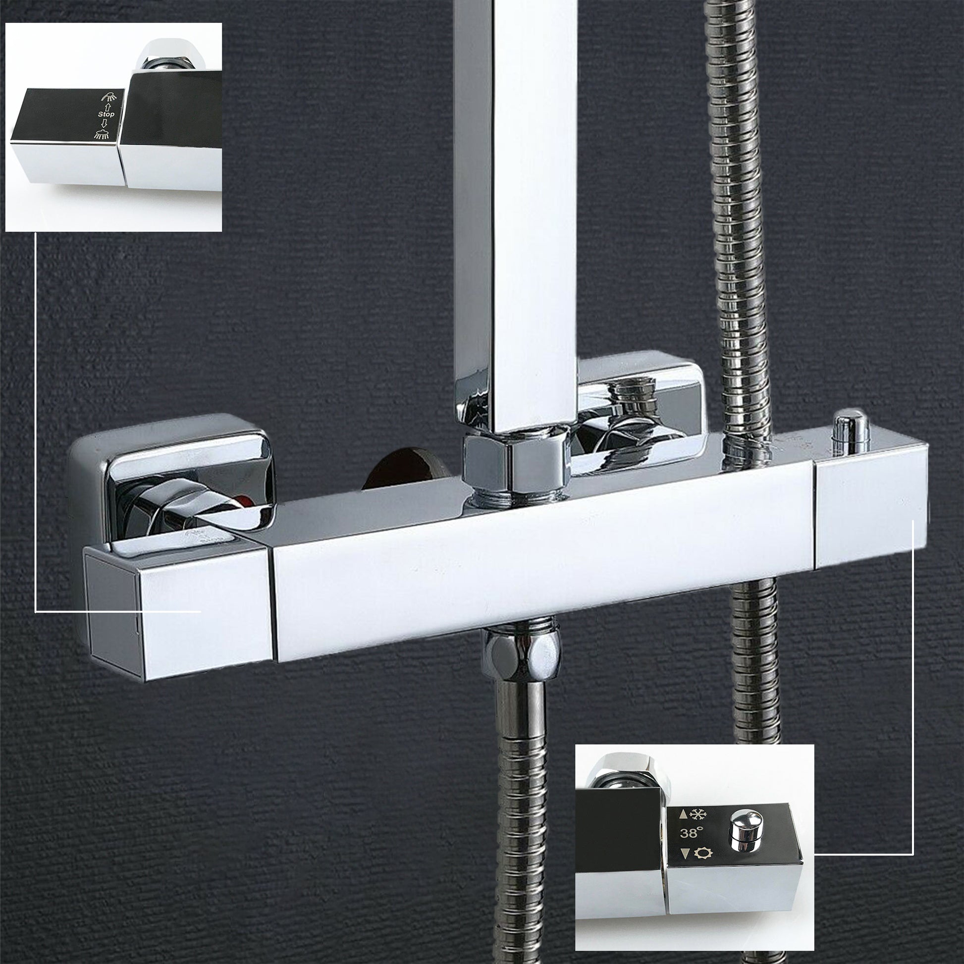 AICA NEW Bathroom Thermostatic Shower Mixer Overhead Rainfall Shower H